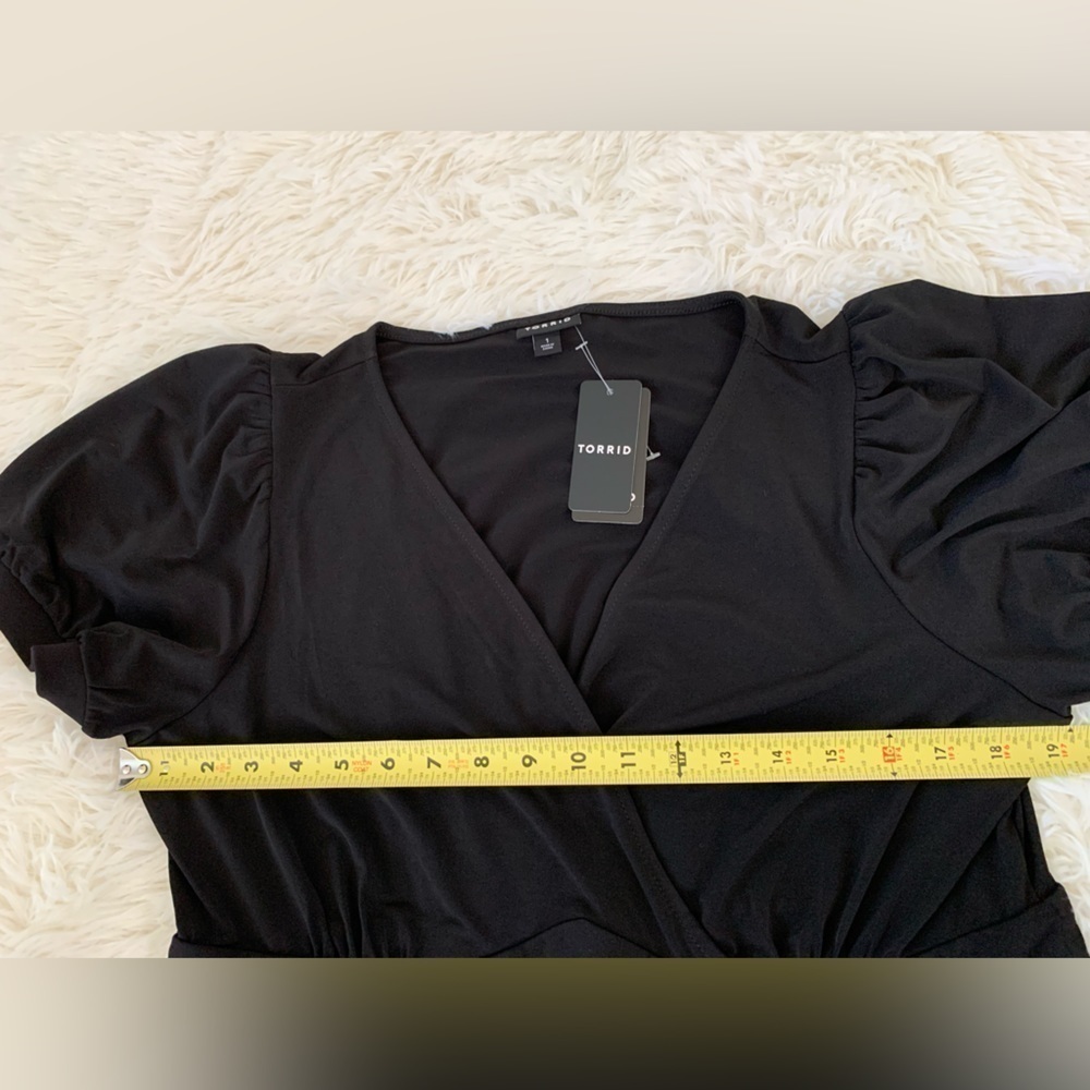 Torrid Mini Studio Knit Surplice Dress black, plus size, 1X, 14-16 - Picture 10 of 14